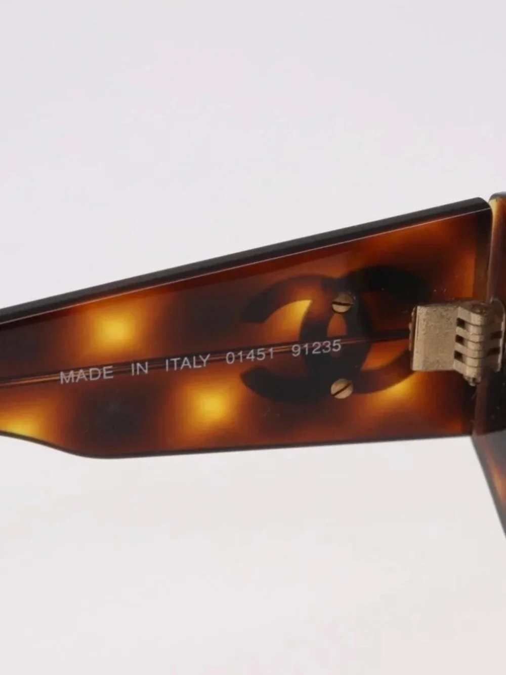 CHANEL COCO Mark Sunglasses Plastic Brown Gold CC Auth 185486